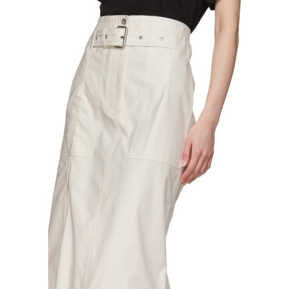 3.1 PHILLIP LIM OFF WHITE BELTED CARGO POPLIN MIDI SKIRT 100% COTTON - Picture 12 of 12